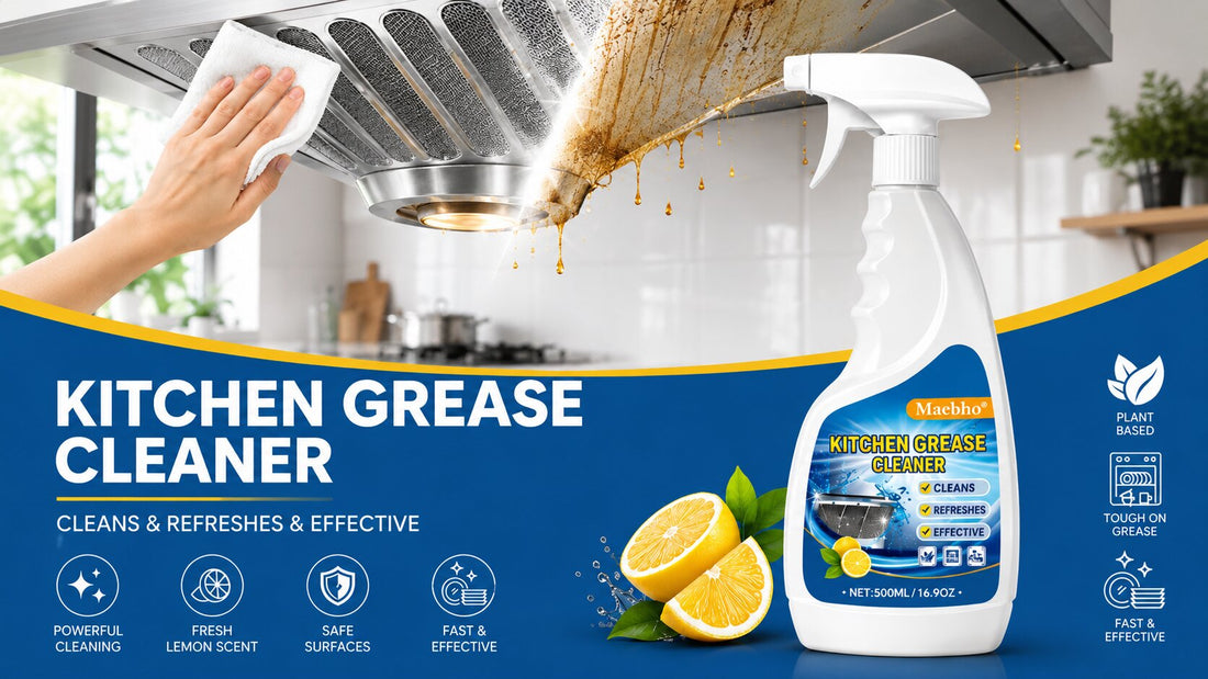 Kitchen degreaser safety guide – spray cleaning grease from a stainless steel range hood