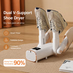Nestora dual V-support electric shoe dryer drying two pairs of trainers at once
