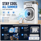 Nestora 3-in-1 portable air cooler humidifier fan – compact desk cooling fan with remote EU plug