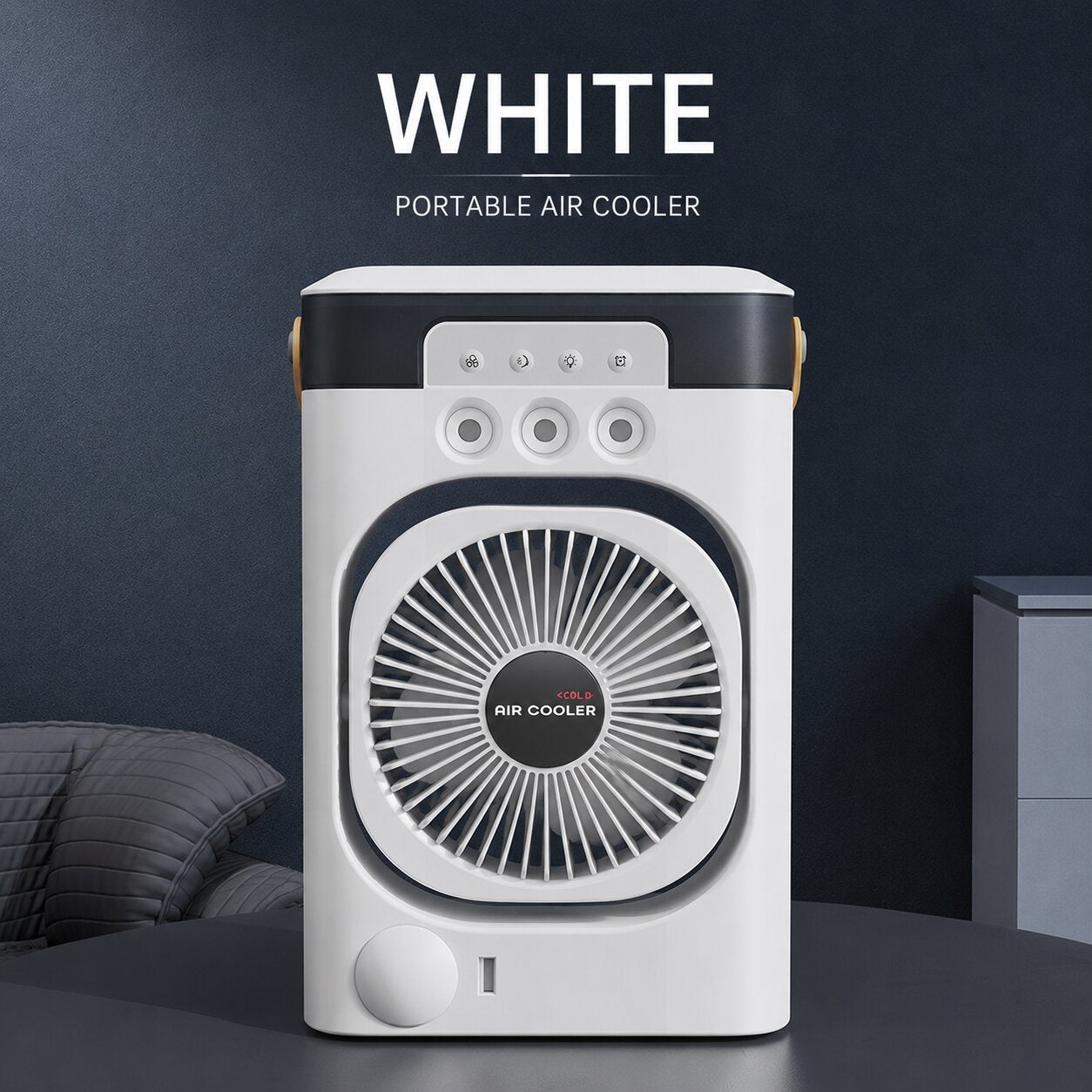 Nestora portable mini mist fan in white – rechargeable personal air cooler with remote control EU