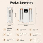 Electric shoe dryer specifications – 300W power, 120 minute timer, 250mm by 160mm dimensions