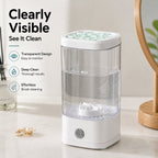 Transparent makeup brush cleaner water tank with MAX fill line for monitoring cleaning